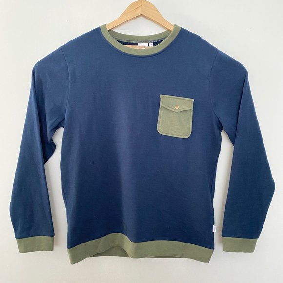 NEW Onia Hudson Colorblock Crewneck Sweater Blue - Picture 2 of 10